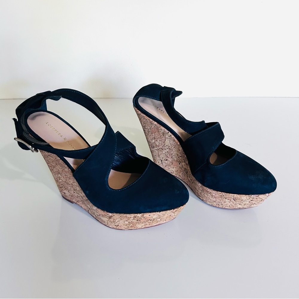 NEW Loeffler Randall Navy Cork Wedges 8.5
